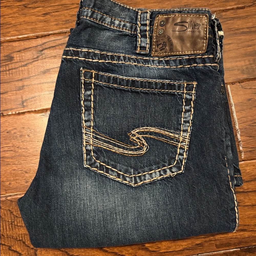 Silver Jeans Dark Blue Straight Leg Jeans
